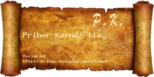Priher Kornélia névjegykártya